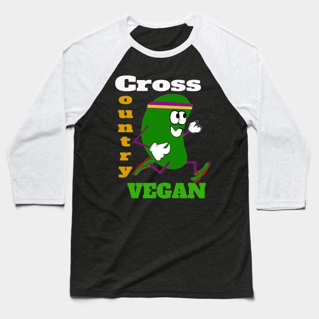 Cross Country Vegan Runner Baseball T-Shirt by PoetandChef